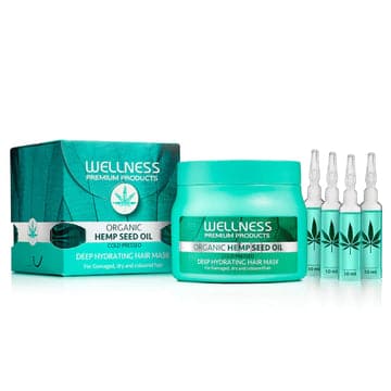 מסכה לשיער מתולתל, מקורזל, פגום ויבש + 4 אמפולות - וולנס Wellness