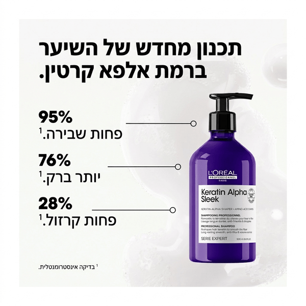 שמפו "קרטין אלפא סליק" למראה שיער טבעי וחלק 500 מ"ל - loreal professionnel לוריאל פרופסיונל - Itsmydeal