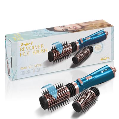 מברשת פן קורטקס מסתובבת 2 ב-1 בצבע כחול-קורטקס