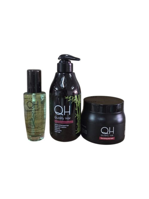 מארז 3 מוצרים ללא מלחים מסדרת הבמבוק לשיקום שיער יבש ופגום - QH יוגין פרמה Eugene Perma