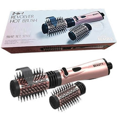 מברשת פן קורטקס מסתובבת 2 ב-1 בצבע רוז גולד- קורטקס