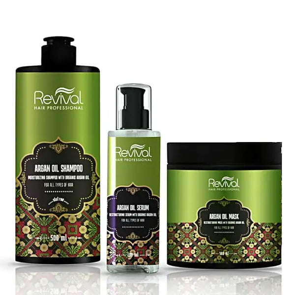 מארז 3 מוצרים מסדרת שמן ארגן Revival - רביבל