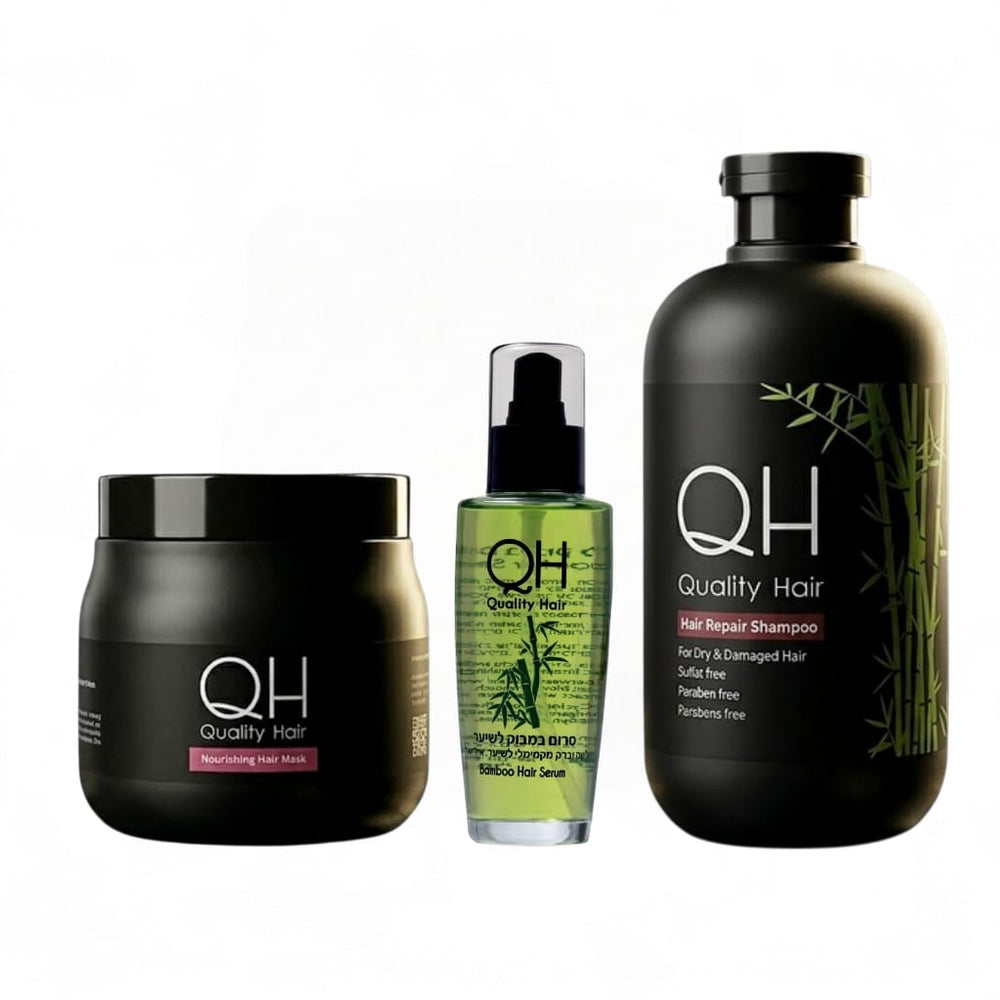 מארז 3 מוצרים ללא מלחים מסדרת הבמבוק לשיקום שיער יבש ופגום - QH יוגין פרמה Eugene Perma