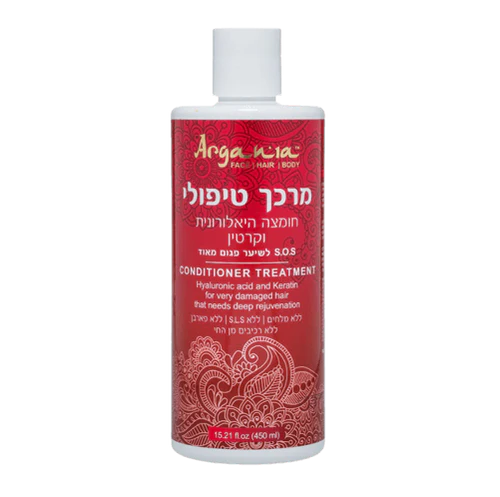 מרכך טיפולי חומצה היאלורונית וקרטין 450 מ"ל-ארגניה