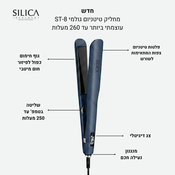 מחליק שיער מקצועי צר עם פלטות טיטניום - סיליקה SILICA - Itsmydeal
